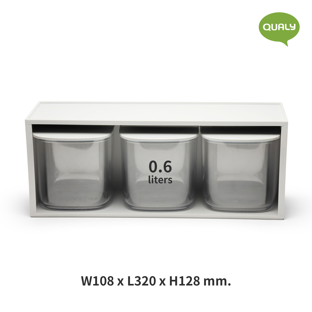 【QUALY】氣壓密封收納三件組 0.6L《WUZ屋子-台北》環保材質 氣壓 密封 收納 三件組 收納盒 密封盒 保鮮盒