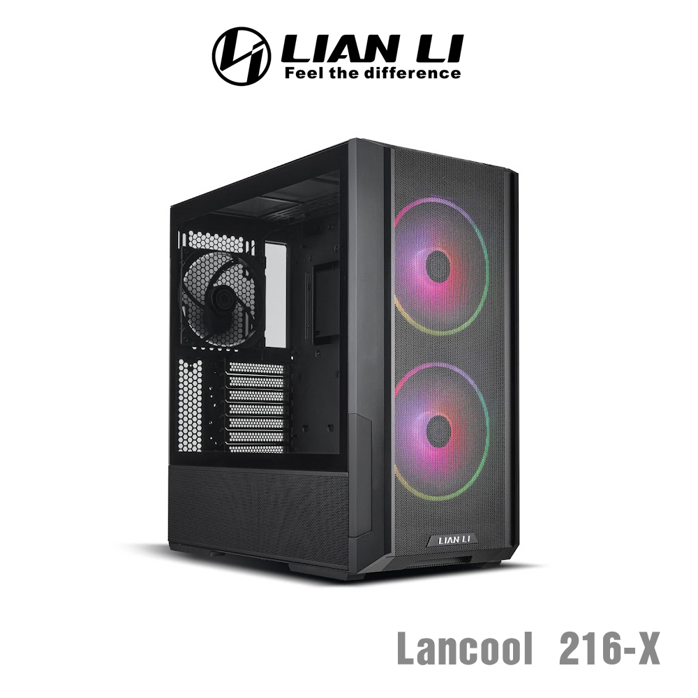 【也店家族 】LIAN LI 聯力 LANCOOL 216 ARGB  玻璃透測 電競機殼 電腦機殼 黑色