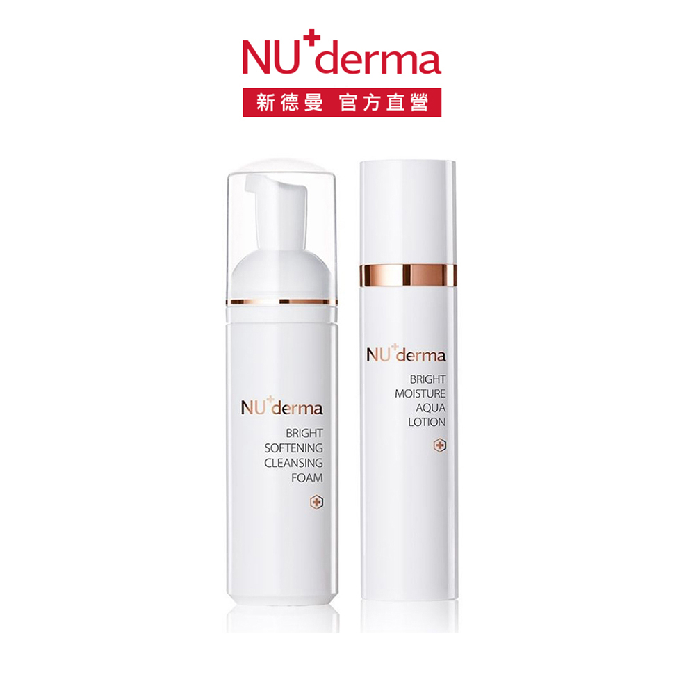 【NU+derma】晨光淨透慕斯180mL1入+晨光淨透彈力露150mL1入(入門亮白組)美白化妝水 清潔 洗面乳