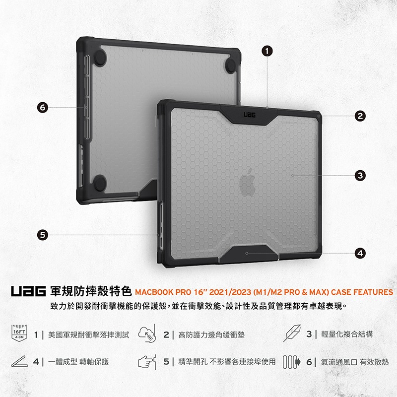 UAG 2023 Macbook Pro 16 吋 2021 耐衝擊保護殻-全透明 保護殼