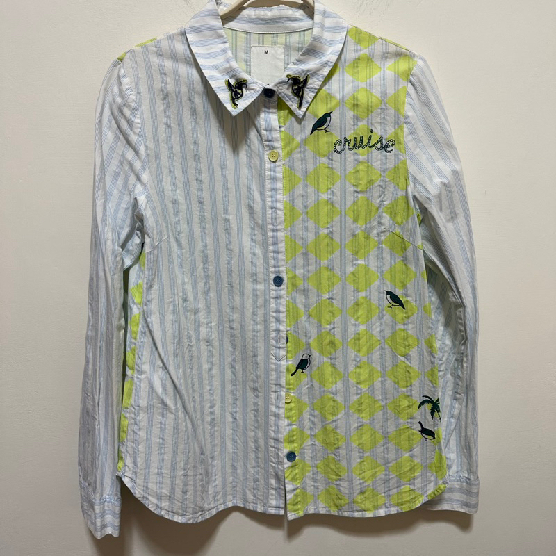 Gozo 設計感 直條紋 長袖薄襯衫 M號