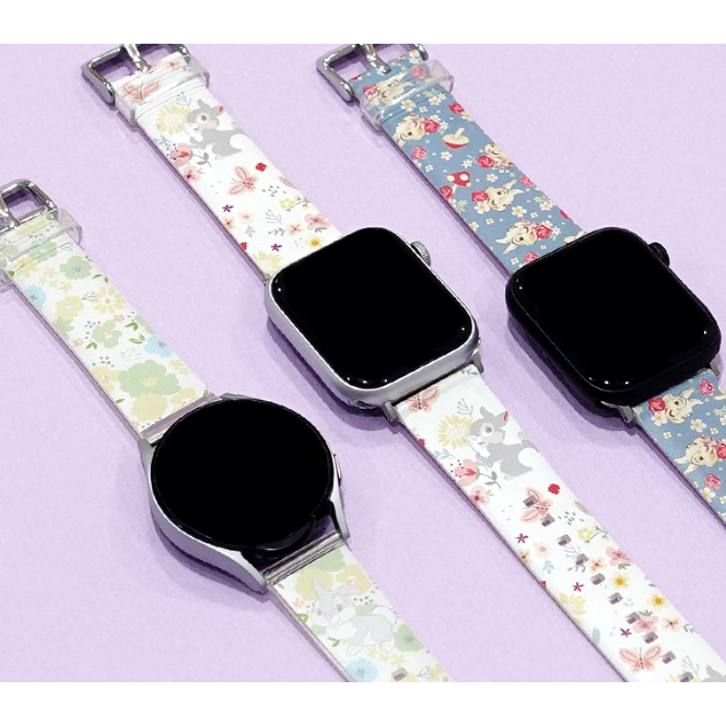 正韓 迪士尼 小鹿斑比 桑普兔 小清新 花朵 Apple watch 8 7 6 SE 三星 通用 錶帶 蘋果手錶錶帶