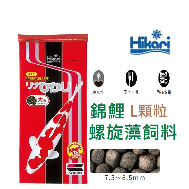 [HAPPY水族]日本 Hikari 高夠力錦鯉螺旋藻飼料 5kg L顆粒 錦鯉飼料 螺旋藻 HK-07482