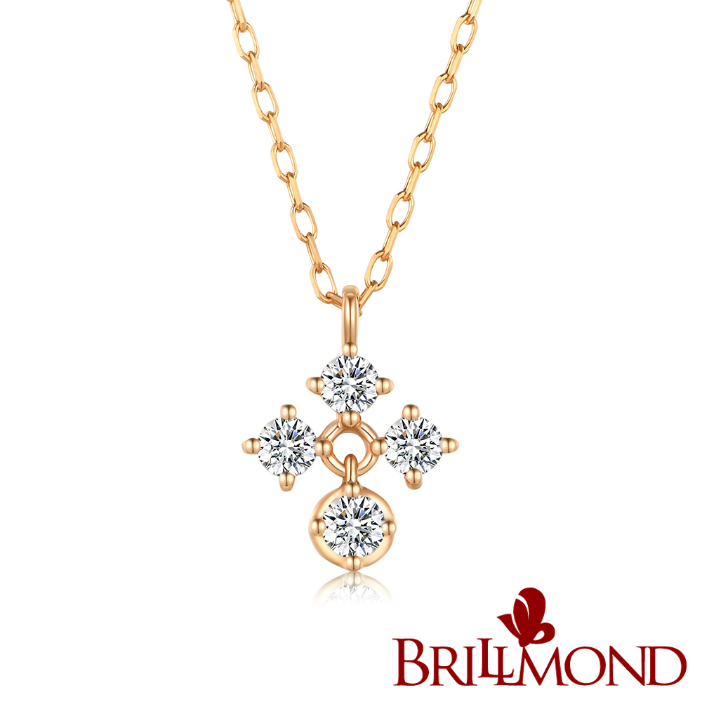 【BRILLMOND JEWELRY】輕珠寶10分18K玫金十字鑽墜(天然鑽石總重10分 全18K金台+鍊)