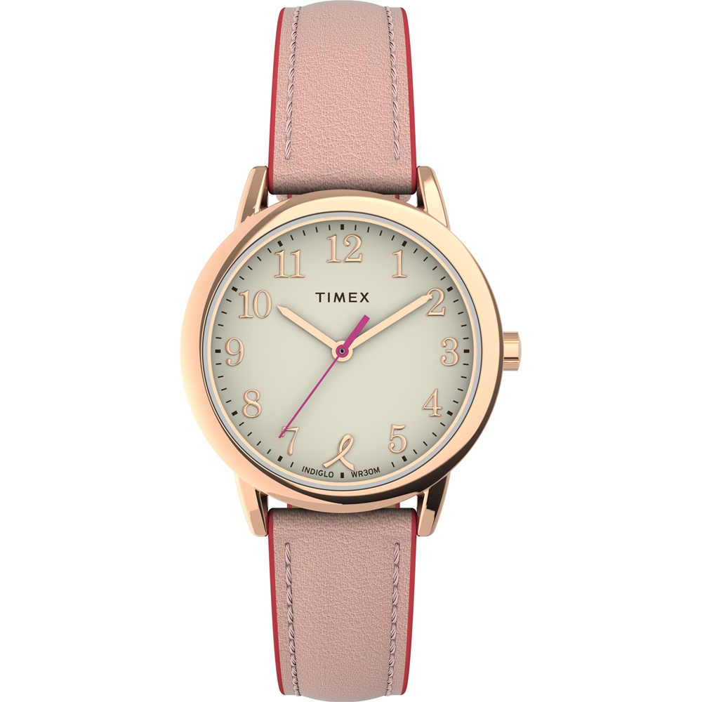 【TIMEX】天美時 Easy Reader X BCRF 桃粉氣質女錶 ( 白x玫瑰金 TXTW2V53000)