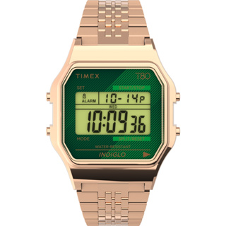 【TIMEX】天美時 T80電子錶 (玫瑰金x綠 TXTW2V19700)