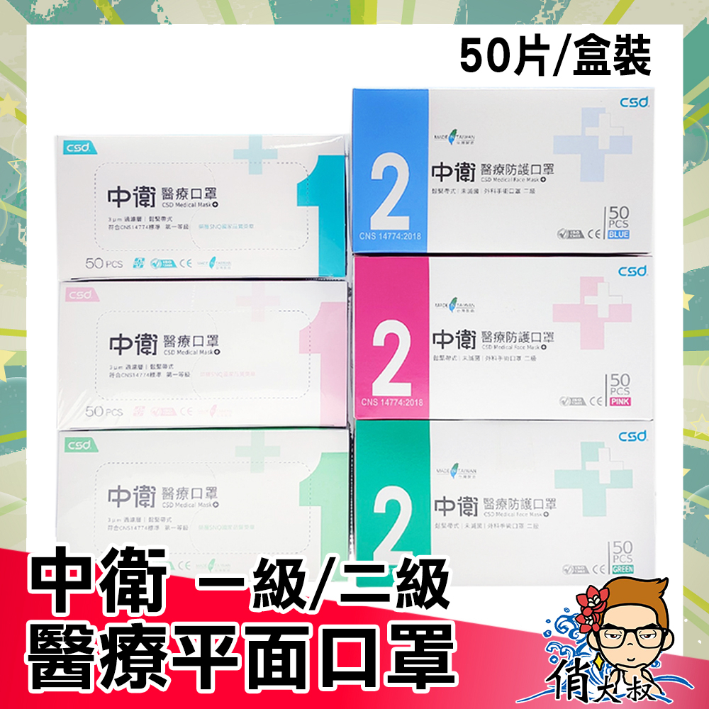 【雲端發票】CSD 中衛 一級 二級 平面醫療口罩 ｜俏大叔 中衛口罩 醫用口罩 口罩