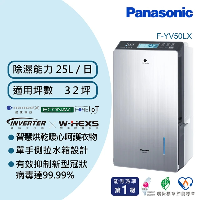 全新未拆Panasonic國際牌 25公升nanoeX變頻高效型除濕機 一級能效 F-YV50LX