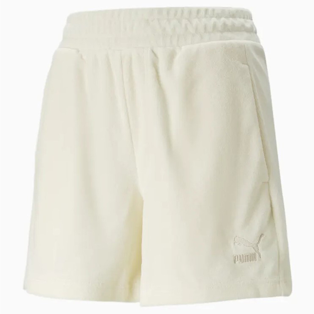 PUMA 短褲 流行系列 CLASSICS 米白 毛巾布 5吋 休閒短褲 女 62248465