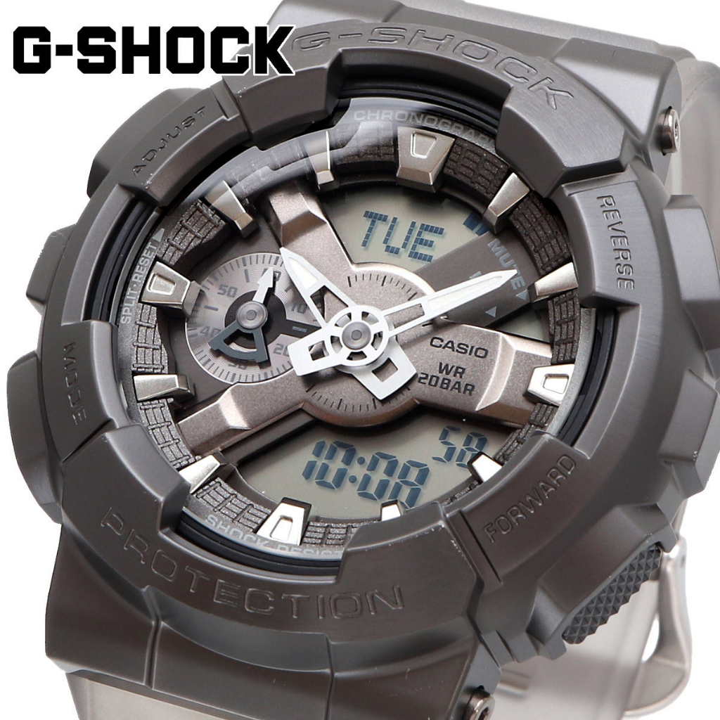 【金台鐘錶】CASIO卡西歐G-SHOCK  (全金屬外殼) IP鍍膜表面處理 半透明錶帶 GM-110MF-1A