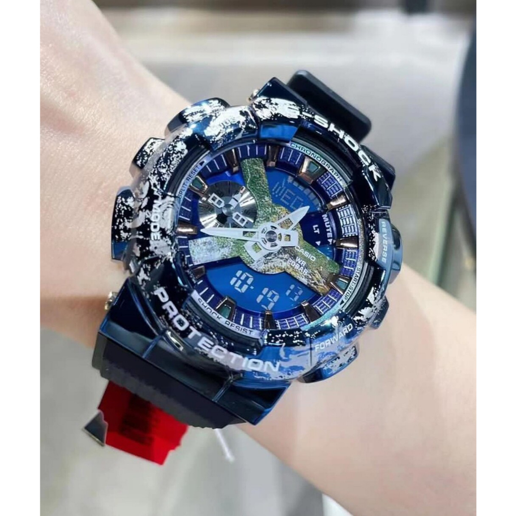 【金台鐘錶】CASIO卡西歐 G-SHOCK 探索宇宙完美地球EARTH金屬錶殼  GM-110EARTH-1A