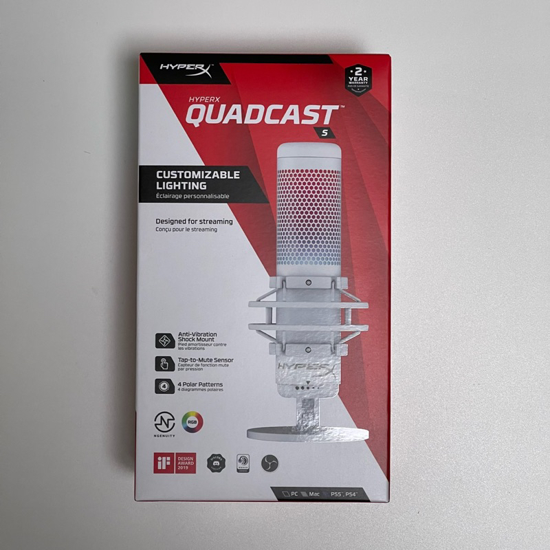 HyperX Quadcast S USB 麥克風 白色