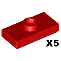 「翻滾樂高」LEGO 15573 Plate Modified 1x2 with 1 Stud 紅色 5個