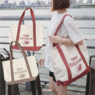 NEW BALANCE TOTE 玫瑰紅 濃可可 美式LOGO 大容量 帆布手提袋 購物袋【LAB23027】