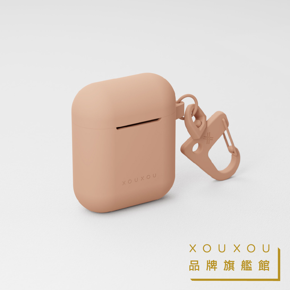 XOUXOU / AirPods 1/2代 矽膠耳機套-淡粉色POWDER PINK 柔和桃 2024年度代表色