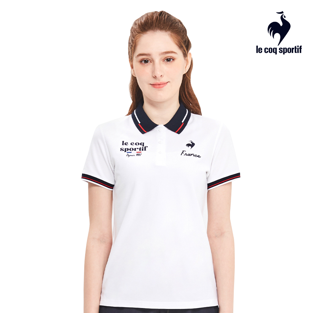 【LE COQ SPORTIF 法國公雞】涼感休閒經典短袖POLO衫-女款-白色-LWR22344