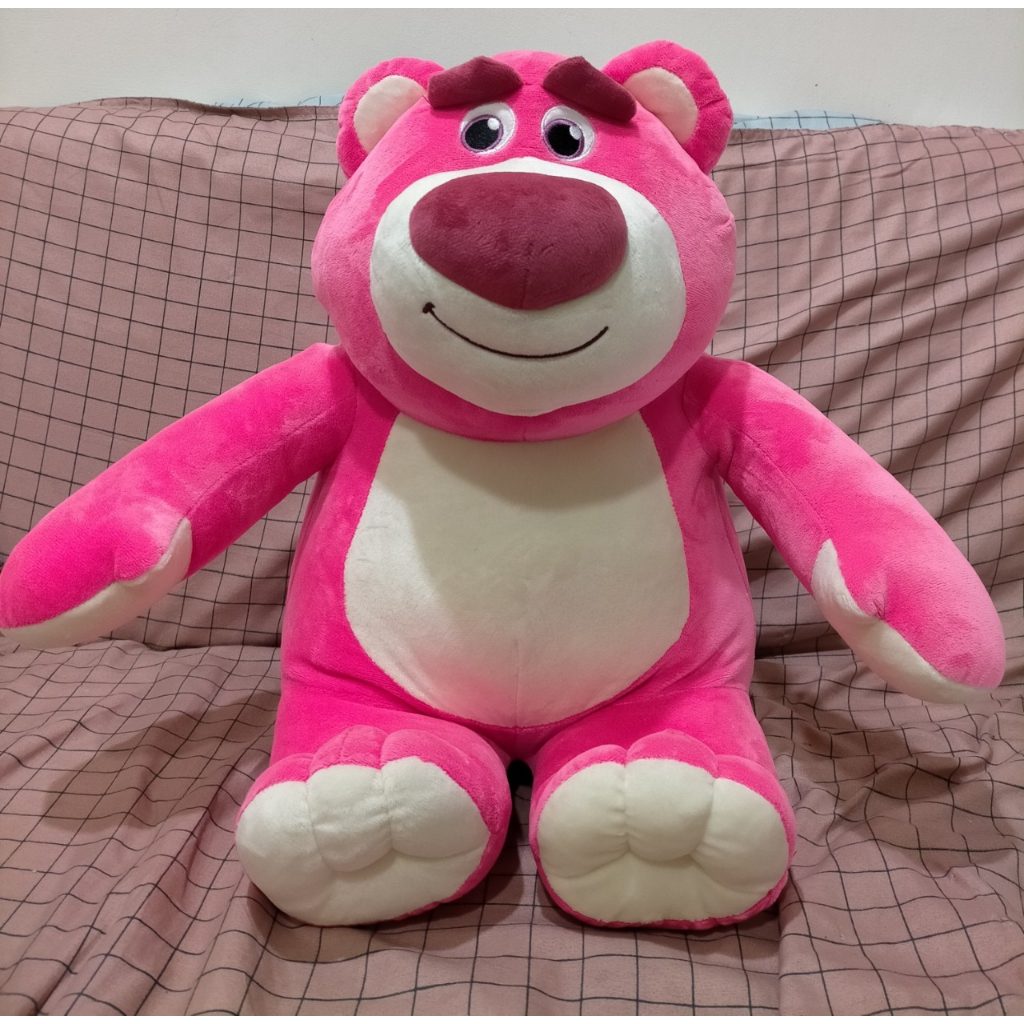 迪士尼-Disney 玩具總動員 熊抱哥 草莓熊 粉紅熊 16英吋 坐姿娃娃(高約38公分)絨毛娃娃