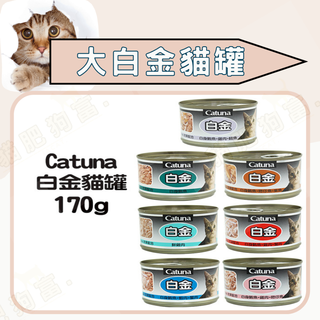 😺貓肥狗富🐶Catuna 白金大貓罐 170g 大白金系列貓罐頭 貓罐頭 貓副食罐 白肉罐 7種口味