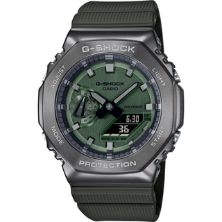CASIO 卡西歐 G-SHOCK 農家橡樹 軍綠 八角雙顯電子錶 GM-2100B-3A