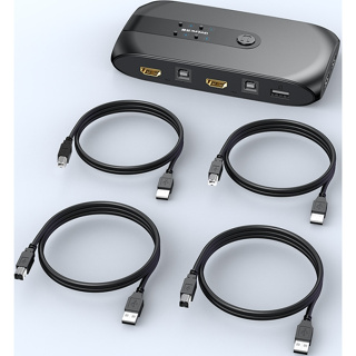 HDMI KVM切換器4進1出 螢幕 顯示器 USB 滑鼠 鍵盤 VGA 共享