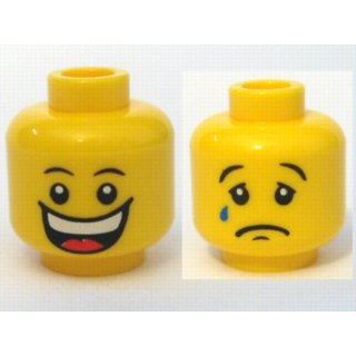 LEGO 樂高 黃色 人偶頭 雙面臉 露齒 大笑 流淚 哭臉 3626bpb0368