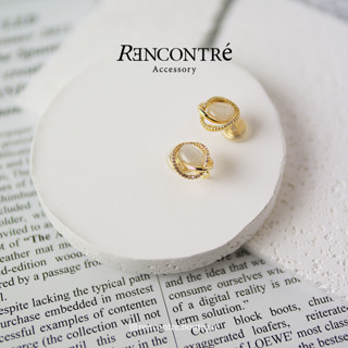 『現貨』Rencontre 韓國 閃爍 無痛耳夾｜無耳洞救星｜貓眼石｜交叉圓｜迷人｜小亮點｜低敏 耳飾 夾式耳環 飾品