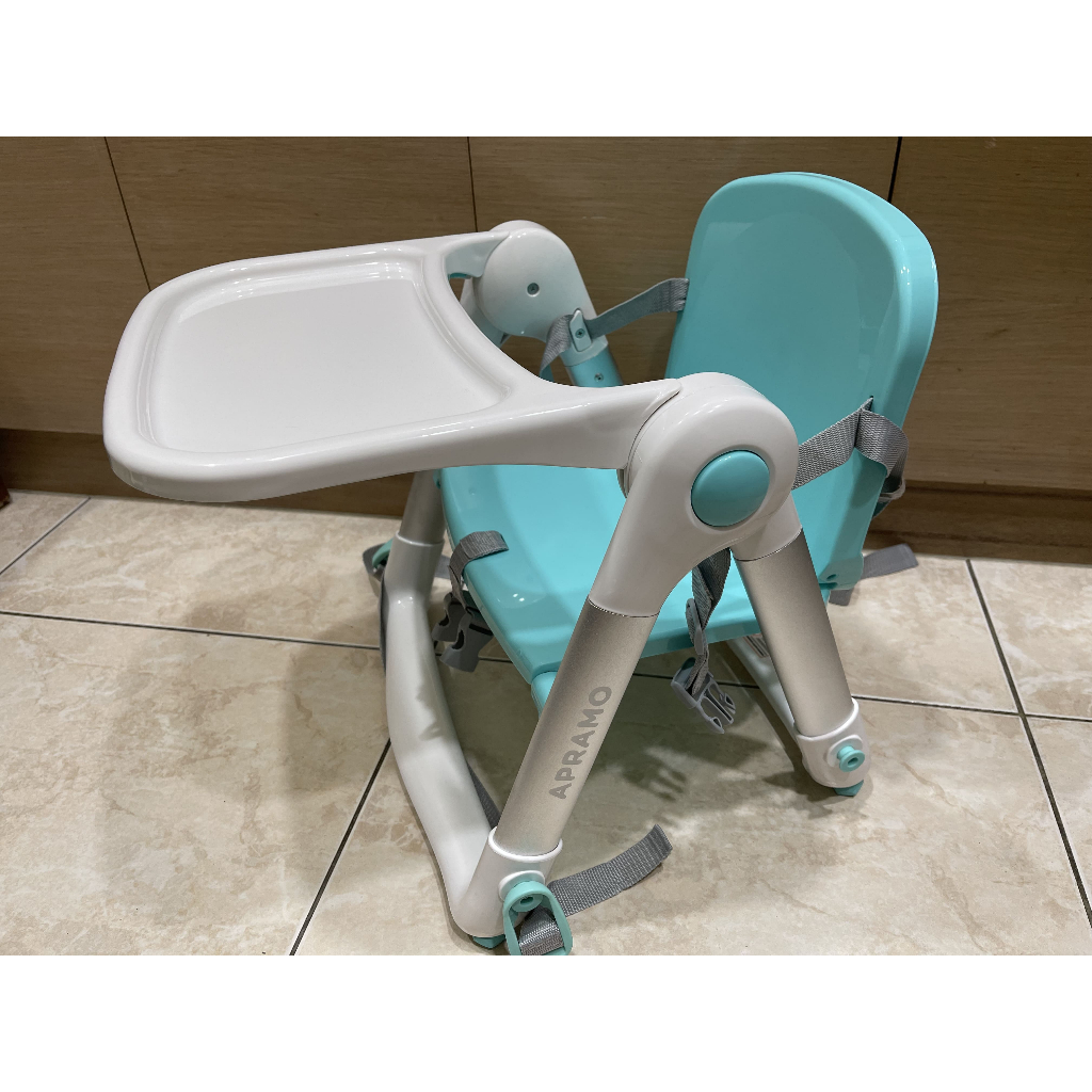 [二手] APRAMO Flippa 可攜式兩用兒童餐椅 / 座椅 湖水青 (贈收納袋+坐墊) 9成新