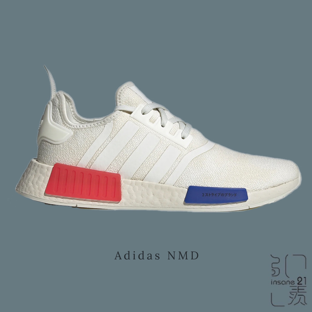 ADIDAS NMD R1 奶油 白藍紅 休閒鞋 襪套 男鞋 HQ4451 【Insane-21】