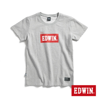 EDWIN EDGE系列 跑車BOX LOGO立體印花短袖T恤(麻灰色)-女款
