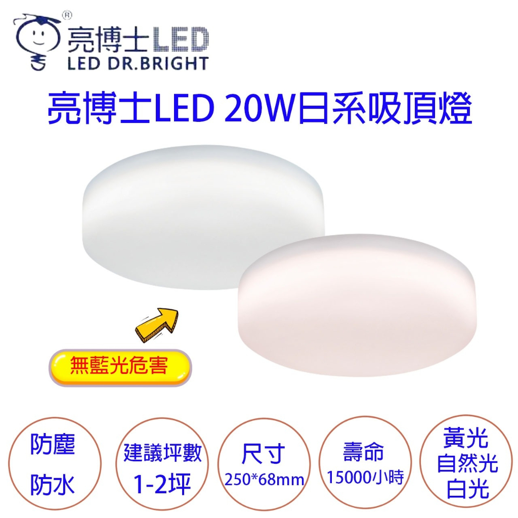 亮博士 20W LED 日系 吸頂燈 IP55 防水防塵 走道 陽台 浴室