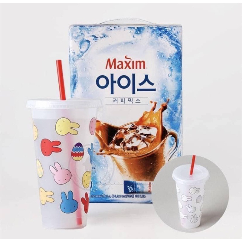 [現貨] 韓國Maxim 三合一冰咖啡100入(含糖)附贈米菲兔變色杯 隨身包 沖泡咖啡