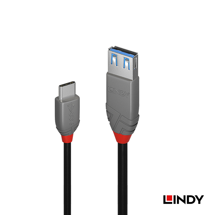 LINDY 林帝 USB3.2 GEN2 TYPE-C/公 TO A/母 OTG傳輸線, 0.15M (36895_B)