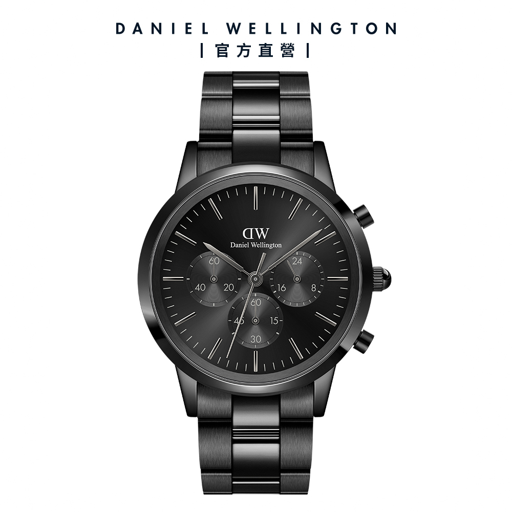 【Daniel Wellington】DW 手錶 Iconic Chronograph 42ｍｍ曜夜黑三眼精鋼錶黑錶盤