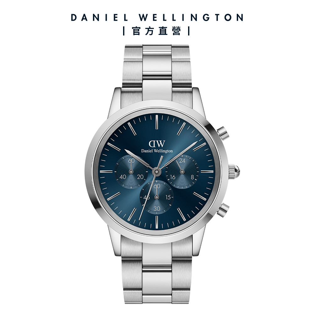 【Daniel Wellington】DW 手錶 Iconic Chronograph 42ｍｍ極地藍三眼精鋼錶藍錶盤