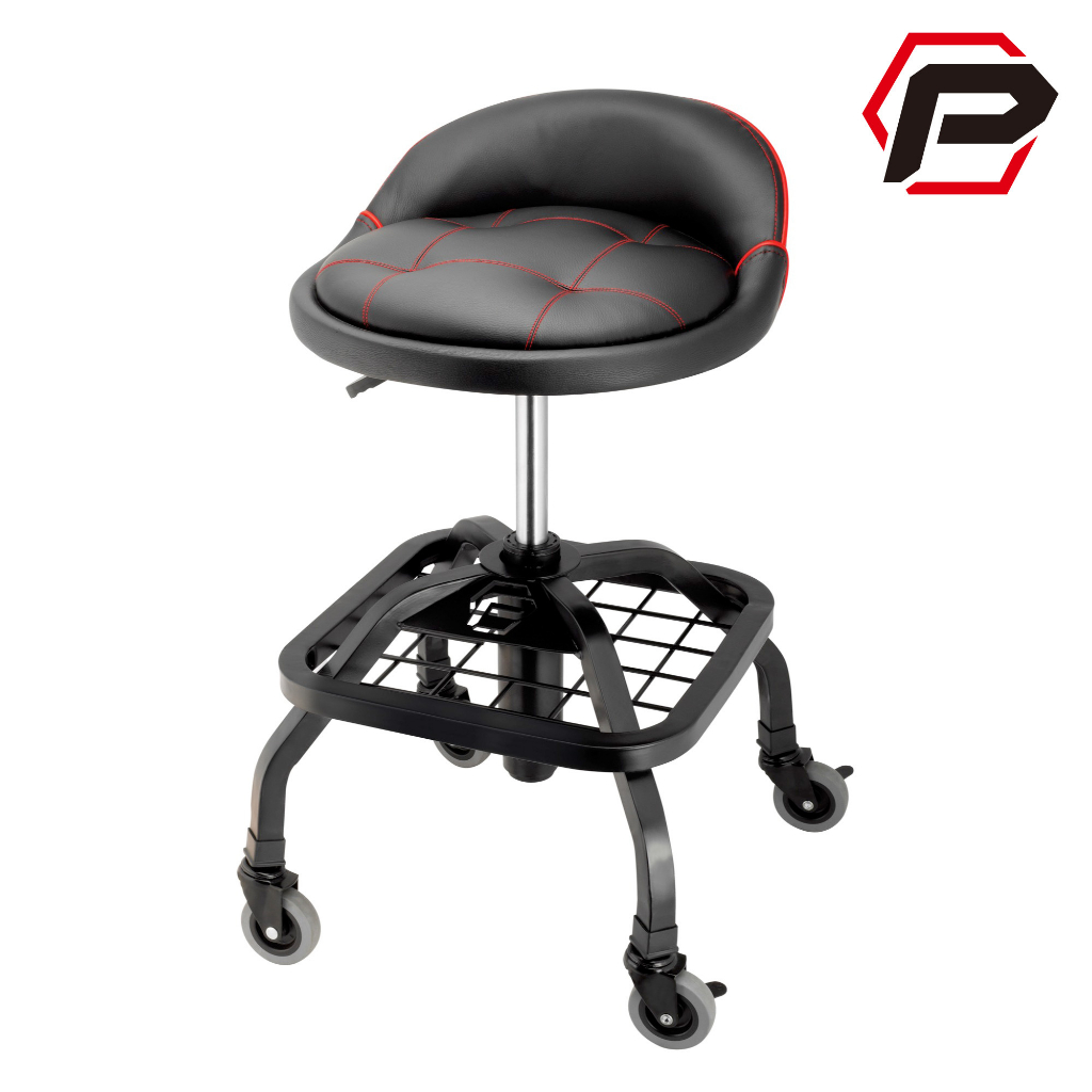 Powerbuilt 舒適工具椅 腰靠工作椅 帶煞車靠背功椅 升降美容椅 氣壓高低可調 底部工具置物架 - 240338