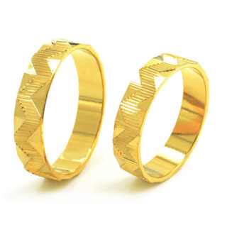 立體條紋 金戒指 5-8號 鍍24K金色 防過敏 防退色 仿金 艾豆『H1452』