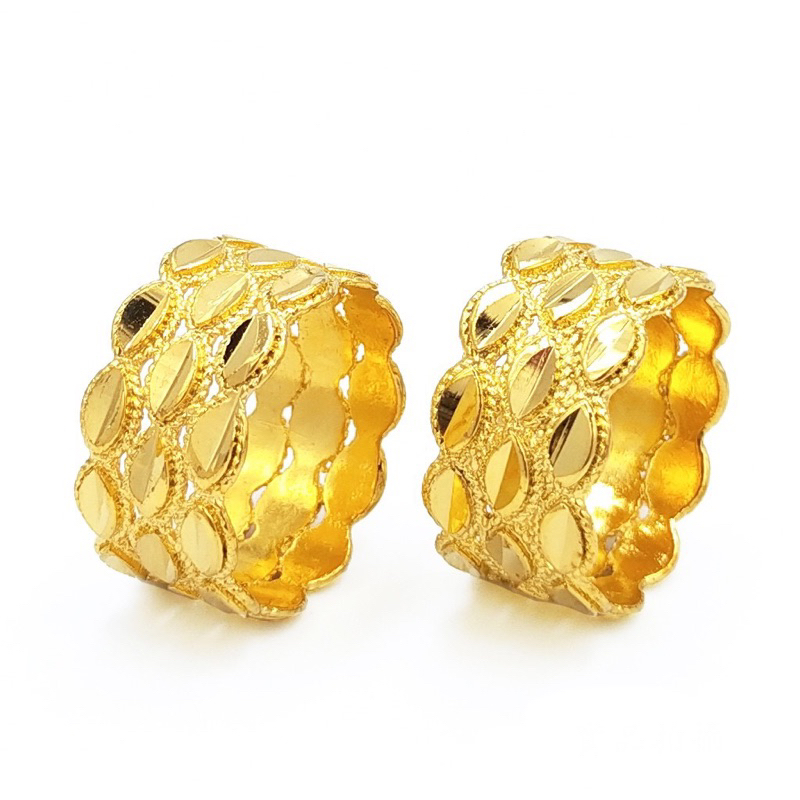 女金戒指 6-9號 韓系寬版黃金戒指 鍍24K金 三圈圓面花瓣 仿金飾 艾豆『H3932』