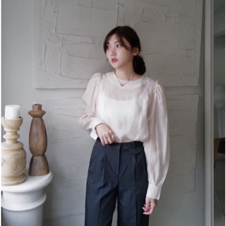 【隔日到貨】if clothing 氣質紡紗上衣 俞丁 氣質 透膚上衣