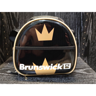 【薆力正品】Brunswick LOGO 黑+金 保齡球 球袋 保齡球收納袋 2+1可用 單球袋 有肩帶 保齡球用品
