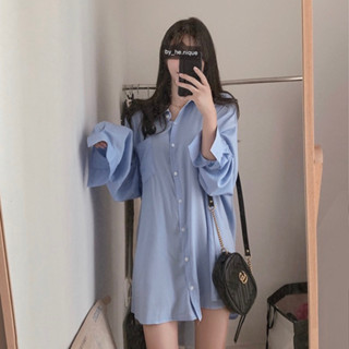 ANGELS TEARS 正韓🇰🇷｜簡約單口袋長版襯衫｜上衣 長袖襯衫 素面襯衫 韓國代購 東大門 女裝 春夏新品