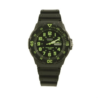 國隆手錶專賣店 CASIO MRW-200H-3B 數字指針男錶 黑面綠字 日期顯示 防水100米 MRW-200H