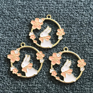 🔥DIY 創意🔥日本 浪漫 櫻花 兔 領結兔 吊飾 耳環 項鍊 配件 掛飾 鑰匙圈 airpods 禮物 獎品 情侶