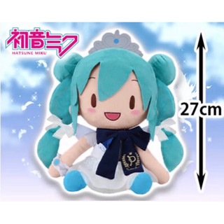 日本正版✨preciality 初音 緞帶🎀 天使初音 15週年 坐姿 SEGA 景品 Miku 娃娃 玩偶