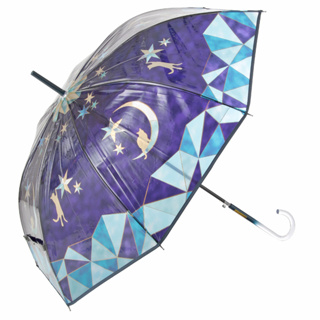 現貨 日本進口 長傘 雨傘 彩色玻璃造型 貓咪 月亮 星星 雨具 自動傘