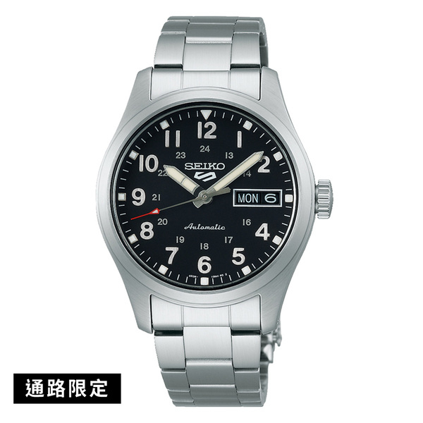 【SEIKO】5SPORTS 銀鋼黑面數字水鬼機械錶 36mm SRPJ81K1 4R36-13P0D 公司貨SK022