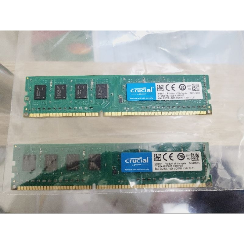 美光 DDR3 4G 1600 兩隻