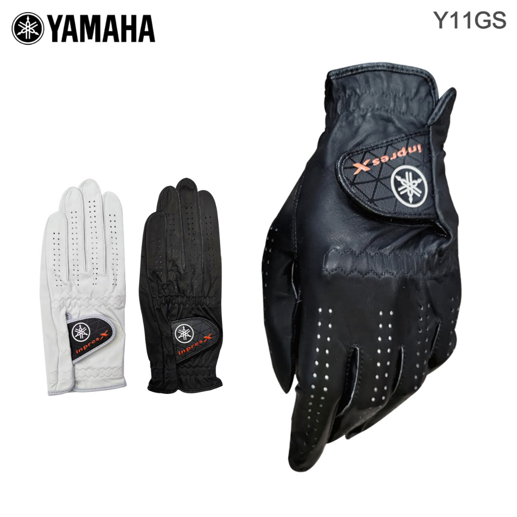 藍鯨高爾夫 YAMAHA inpres X 男子高爾夫羊皮手套（左手／單隻）#Y11GS（白、黑）