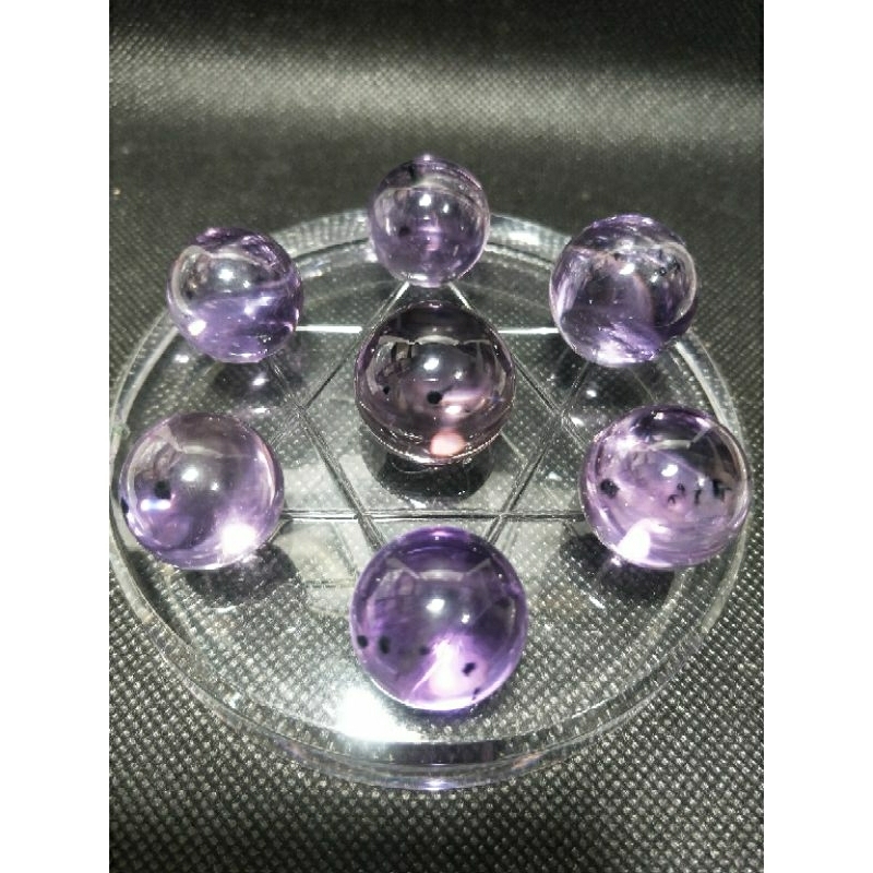 紫水晶球海膽花+七星盤23/22/21/20/20/20/20mm97.8公克