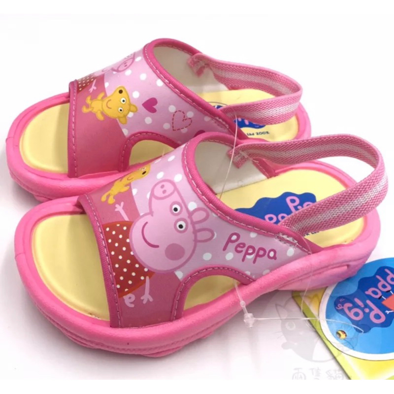 二寶媽の店 佩佩豬拖鞋 Peppa Pig 防水 兒童 耐磨 止滑 拖鞋 14～18公分