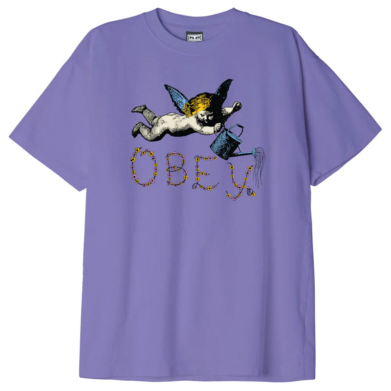 OBEY 166913461-PUR FLOWER ANGEL HEAVYWEIGHT TEE 短T (紫色) 化學原宿